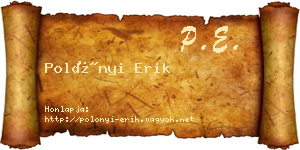 Polónyi Erik névjegykártya